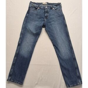 GAP women's denim blue jeans high rise slim straight sz. 32 medium was stretch